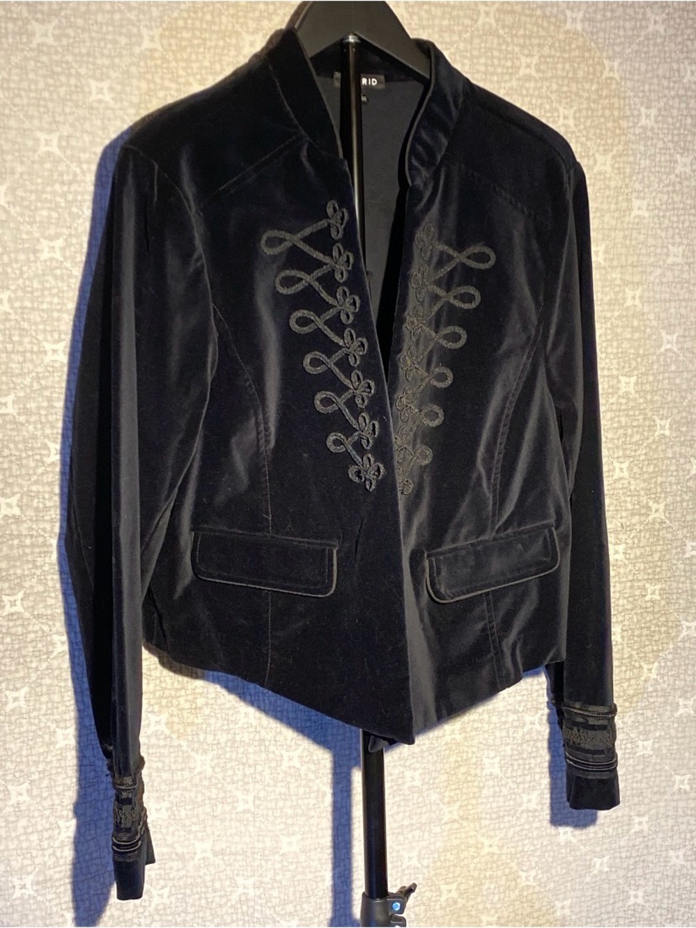 Black Velvet Military-Style Blazer Jacket
